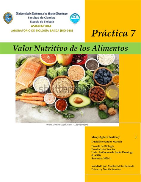 Bio 018 Practica 7 Valor Nutritivo De Los Alimentos Universidad