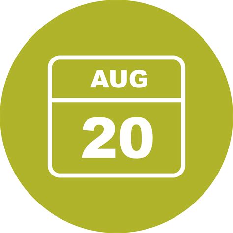 August 20th Date On A Single Day Calendar 505502 Vector Art At Vecteezy
