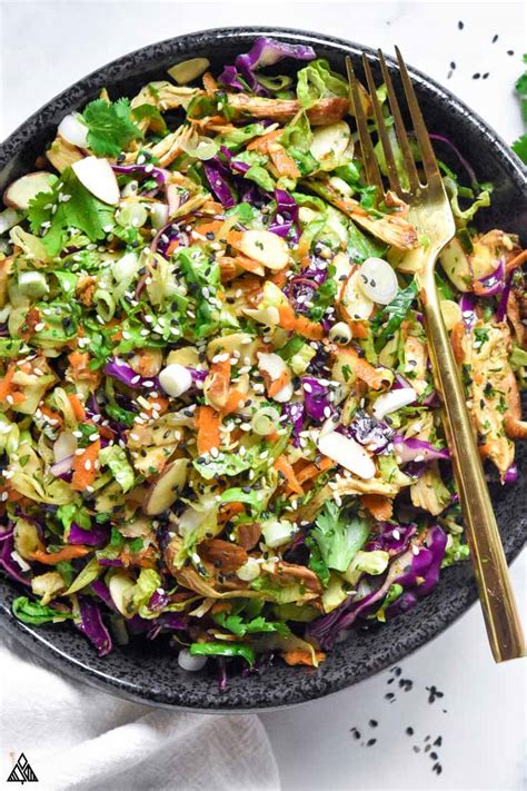 The hero of this chinese chicken salad is the asian dressing and crunchy noodles. Chinese Chicken Salad (Low Carb!!) - Little Pine Low Carb