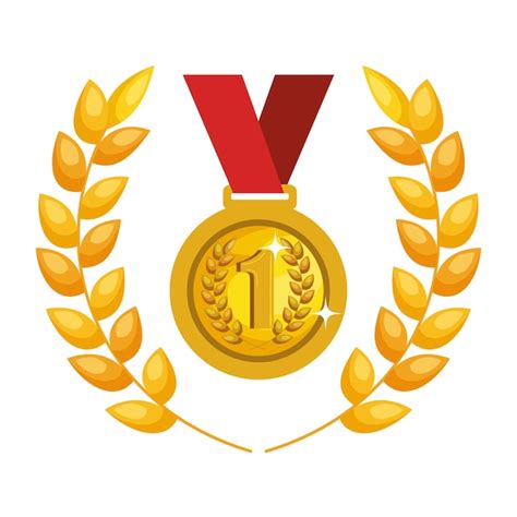 Medalla Primer Lugar Icono Vector Ilustración Diseño Vector Premium