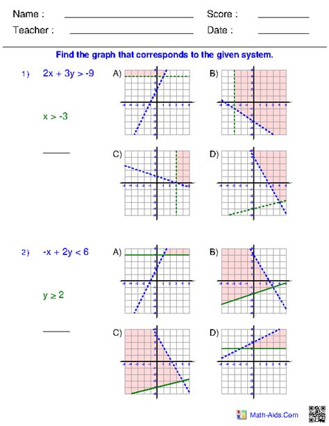 Determine if the solution set for the system of equations shown is the empty set, contains one point or is infinite. Algebra 2 Worksheets | Systems of Equations and ...