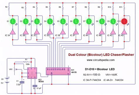 Bicolour Blinking Led Lights Circuit Bi Colour Led Flasher Circuit
