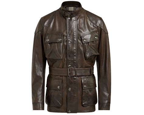 Belstaff Black Brown Trialmaster Panther Leather Jacket