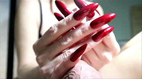 hot red long nails handjobs avi hj goddess tease