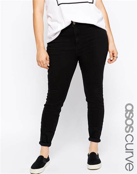 Asos Curve Asos Curve Lisbon Mid Rise Skinny Jean In Clean Black At