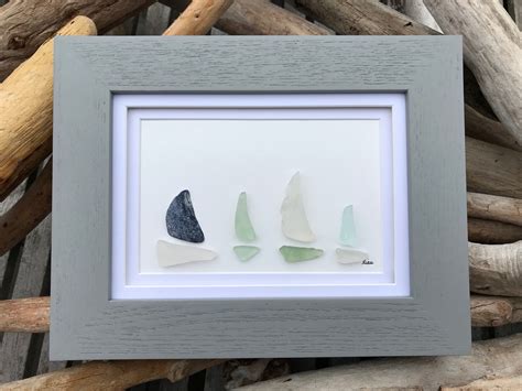 Sea Glass Artwork Sailing Sailboats Nova Scotia Maritimes Etsy Sea Glass Artwork Pebble Art