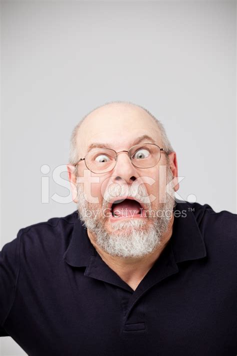 Screaming Shocked Senior Man On Grey Stock Photo Royalty Free