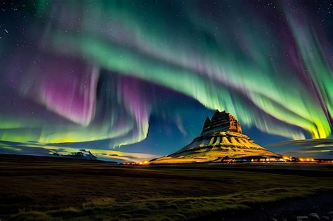 Premium Ai Image Northern Lights Appear Over Mount Kirkjufell In