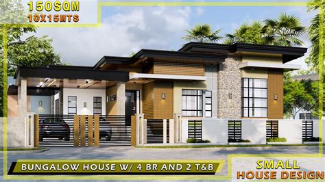 Small House Design 150 Sqm Floor Area Bungalow House With 4 Bedrooms