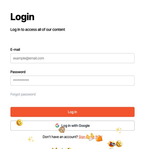 Emoji Pop Log In Form Free Webflow Component