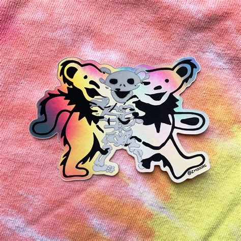 Grateful Dead Skeleton Bear Sticker 100 Waterproof Etsy