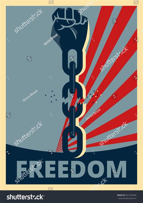 Hand Breaking Chains Freedom Poster Vector Stock Vector Royalty Free