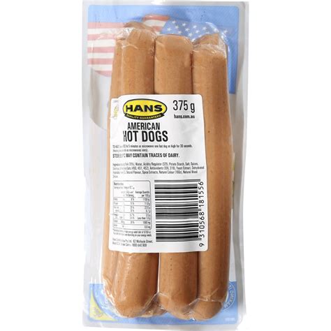 Hans Hot Dogs American 375g Woolworths