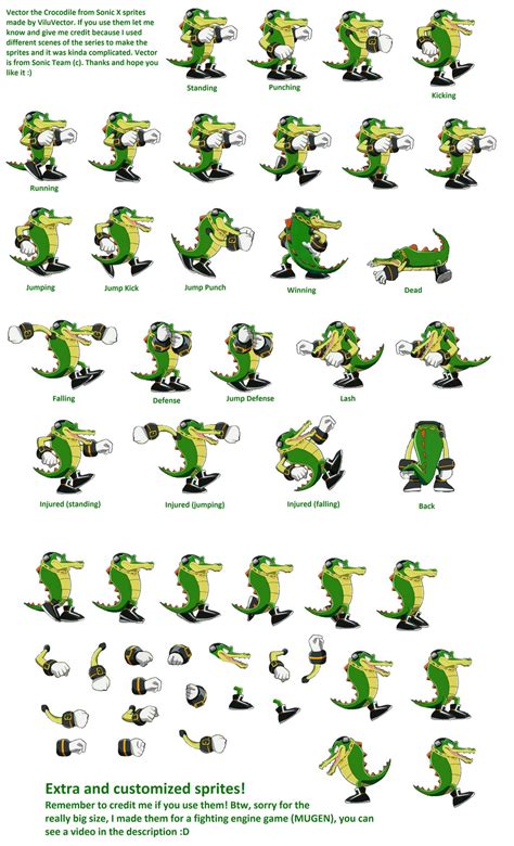 Vector The Crocodile Sprites Sonic X Version By Viluvector On Deviantart