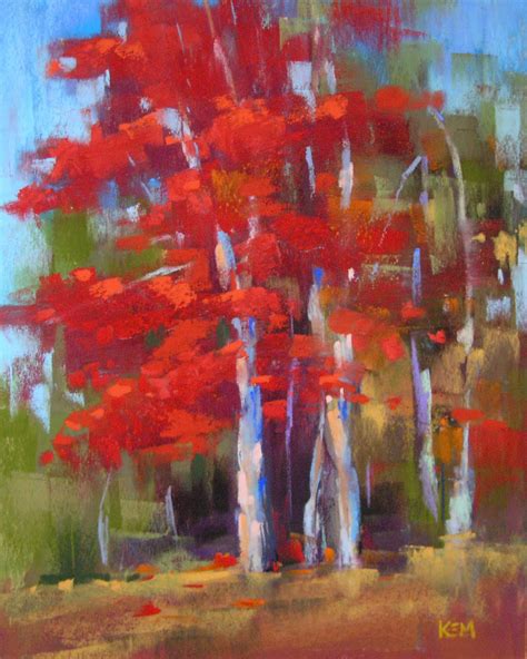 Painting My World Red Tree Pastel Painting 8x10