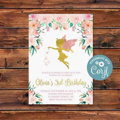 Magical Fairy Invite Fairy Invitation Fairy Birthday Etsy