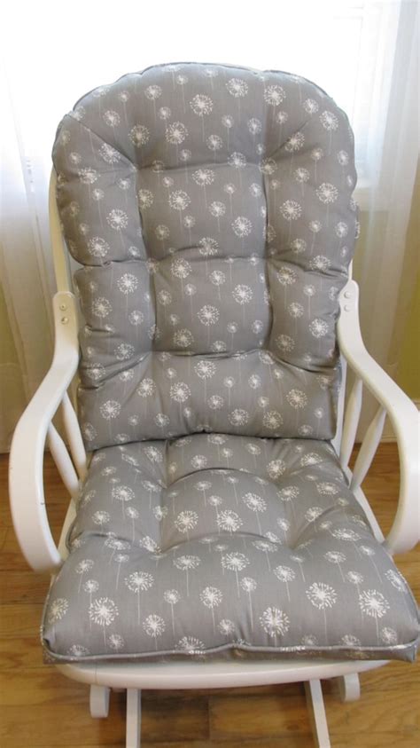 Glider Or Rocking Chair Cushions Set In Grey With White Etsy