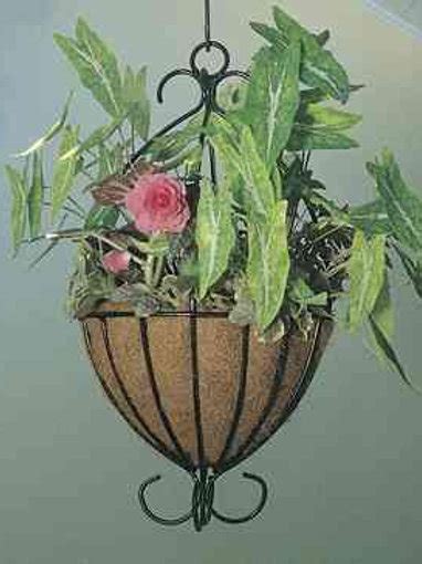 Decorative Wrought Iron Hanging Basket With Coco Liner