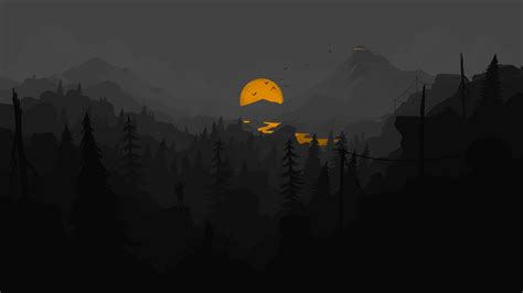 5k Videogame Dark Minimalism Night Landscape Firewatch Hd Wallpaper