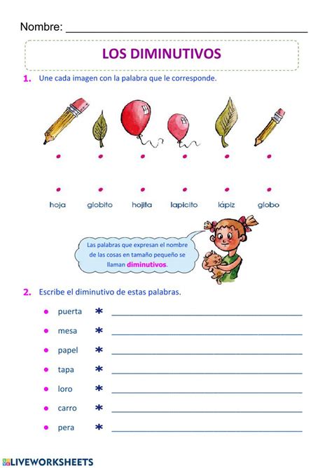 Ejercicio De Diminutivos Actividades De Vocabulario Actividades De