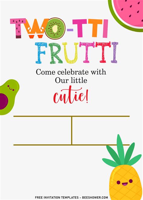 Download Image Of 7 Twotti Frutti 2nd Birthday Party Invitation