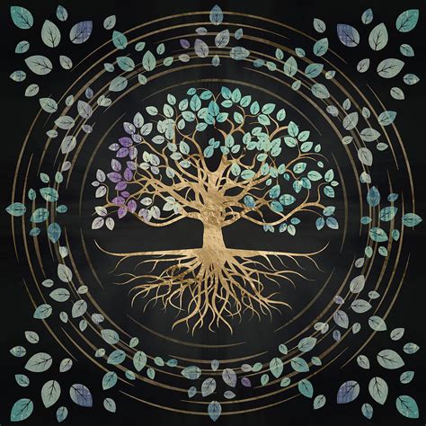 Tree Of Life Yggdrasil Gold And Painted Texture Digital Art By