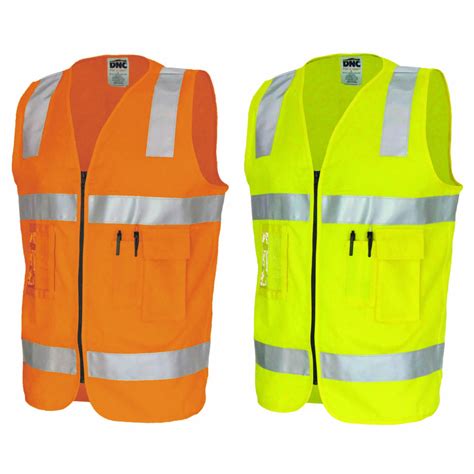 Dnc Zippocketsside Panels Cotton Daynight Hi Vis Safety Vest 3809