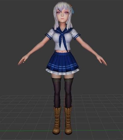 Anime School Girl 3d Model By Khaihanh2233