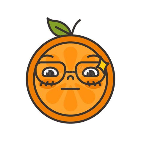 Emoji Naranja Sonriente Elegante Con Los Vidrios Vector Aislado