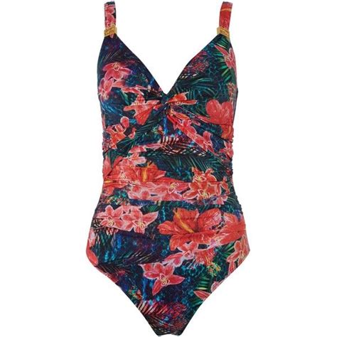 Biba Hibiscus Goddess Twist Swimsuit £39 Liked On Polyvore Featuring