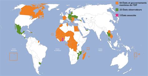 Francophonie Around The World Showing The 54 Maps On The Web