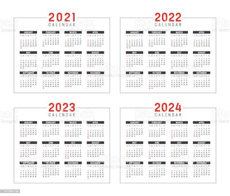 Calendario Anni 2021 2022 2023 2024 Immagini Vettoriali Stock E Altre