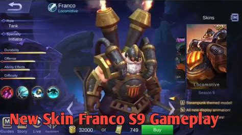 New Skin Franco Season S9 Gameplay Mobile Legends Youtube