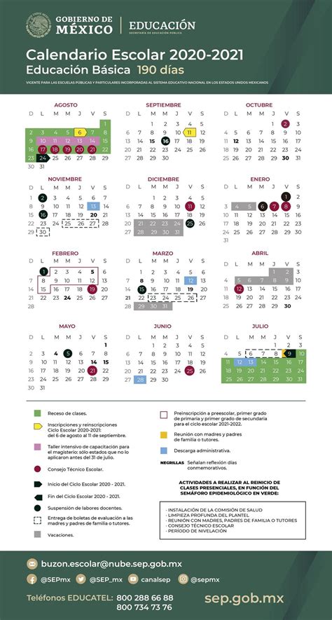 Calendario Sep 2020 2021 Servicios Escolares Centro Educativo Cruz Azul
