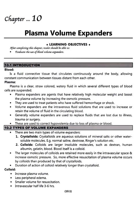 5th Col Plasma Volume Expanders Chapter 10 Plasma Volume Expanders