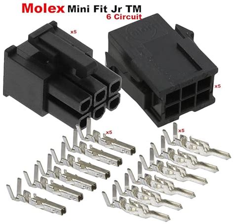 Molex 6 Pin Black Connector Pitch 420mm0165 W18 24 Awg Pin Mini Fit