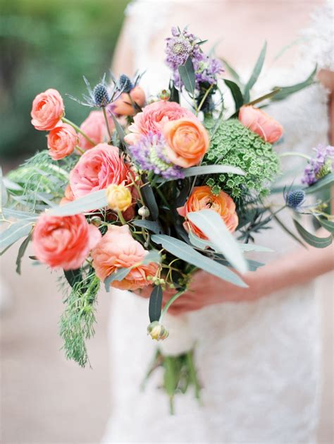 A Bright Rustic Wedding Bouquet By Cactus Flower Florists