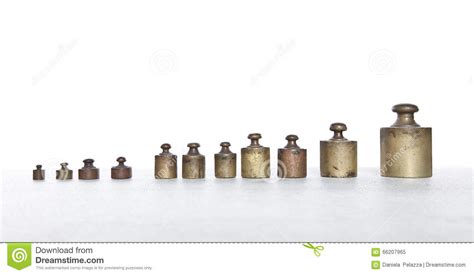 Set Of Metal Weights For Scales On White Background For The
