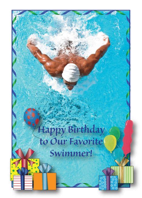 Birthday To Swimmer Presents Balloons Card Ad Ad Swimmer