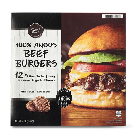 Sams Choice 100 Angus Beef Burgers 12ct 4lb Frozen Home And Garden