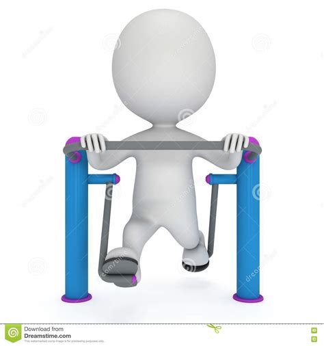 Active 3d Man Exercising On Outdoor Fitnes Trainer Machine Stock