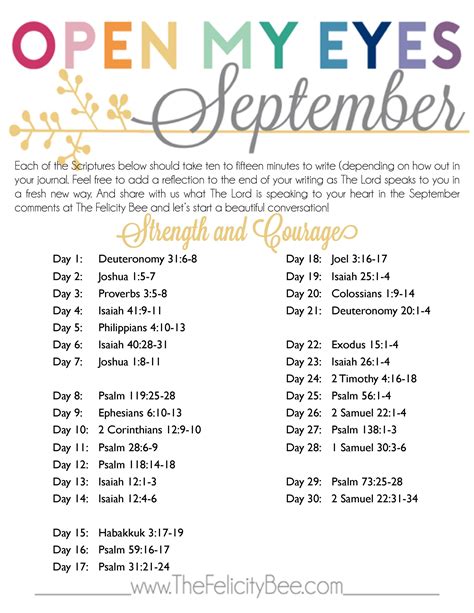 Open My Eyes September Scripture Writing Plan — Symphony Of Praise