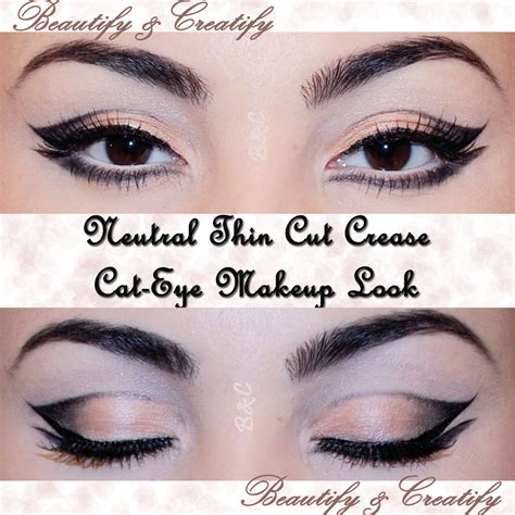 Neutral Thin Cut Crease Cat Eye Makeup Look