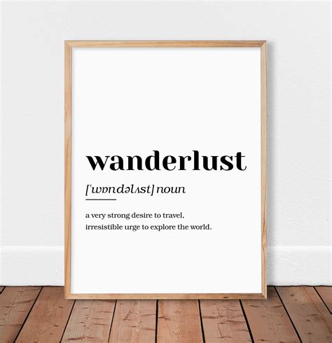 Wanderlust Print Definition Wall Art Wanderlust Definition Etsy