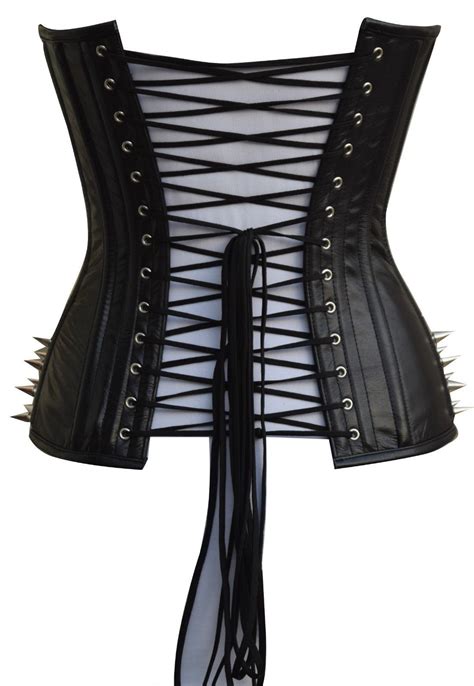 Pc 54 Authentic High Quality Leather Over Bust Corset With Spikes And
