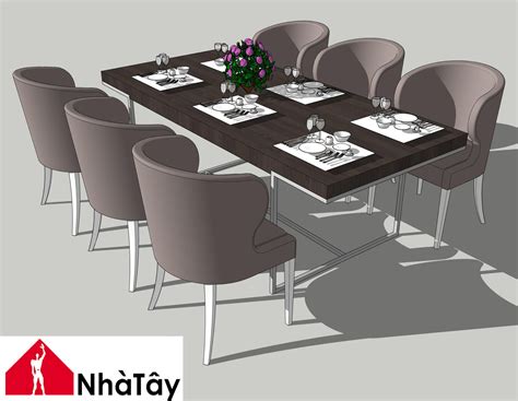 4794 Dining Table And Chair Sketchup Model Free Download