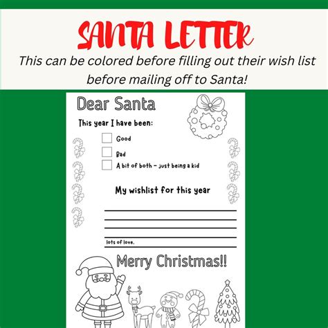 Letter To Santa Coloring Page Letter To Santa Christmas Wish List