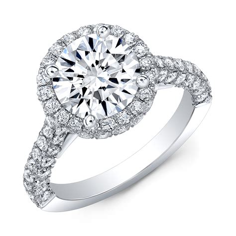 22ct Round Cut Natural Diamond Halo 3 Sided Pave Engagement Ring With