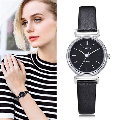 Fashion Exquisite Small Simple Women Dress Watch Leather Female Clock
