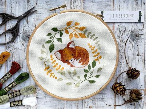 Check spelling or type a new query. Cute little fox cross stitch kit fox embroidery hoop art ...